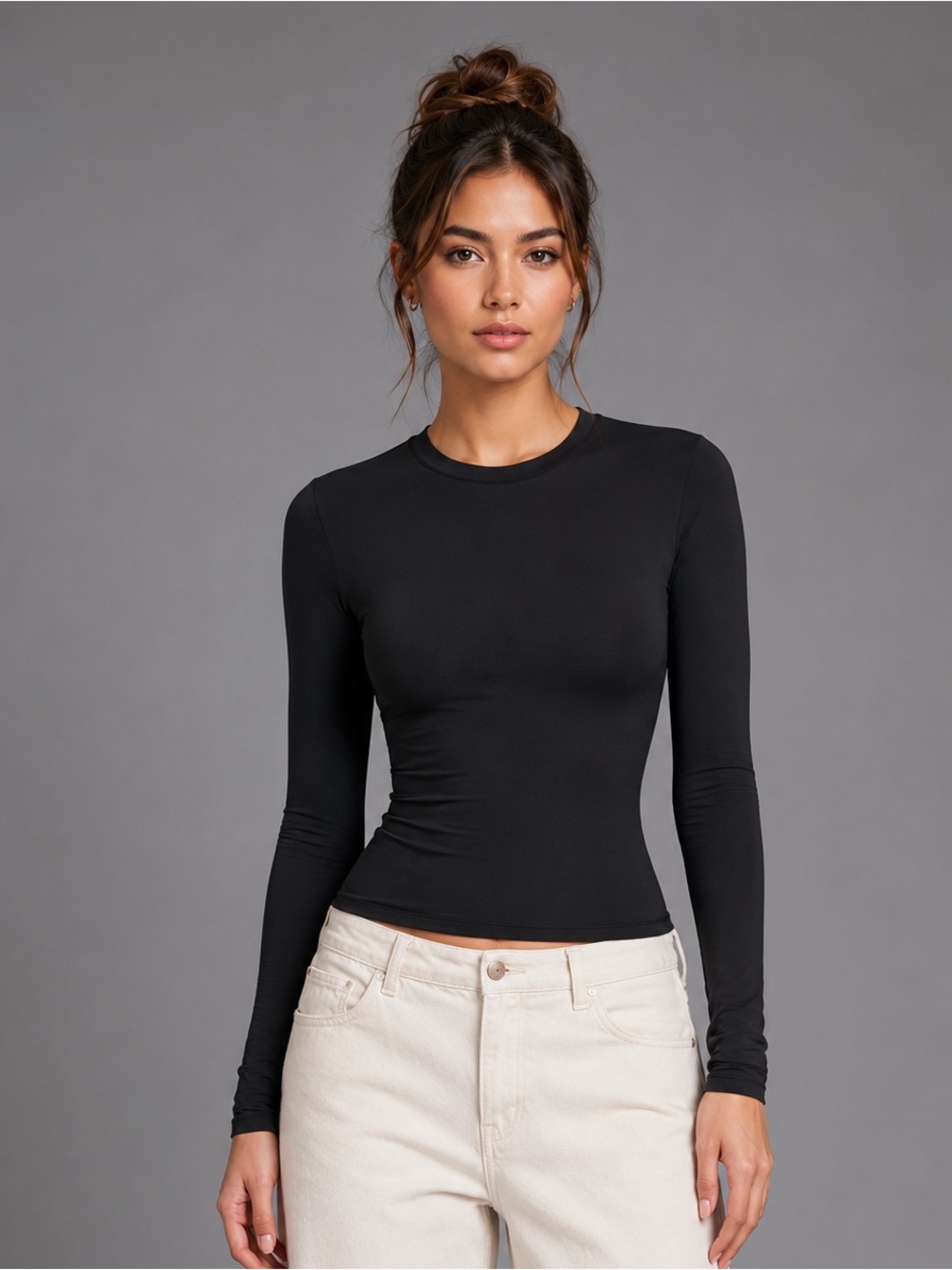 SKIMS Fits Everybody Long Sleeve T-Shirt | Onyx
